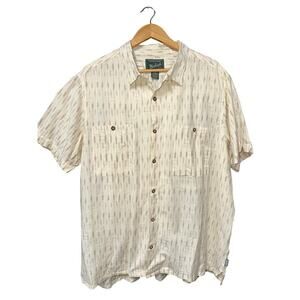 Woolrich Men’s Shirt Button Up Short Sleeve Lightweight Cream XXL   Casual